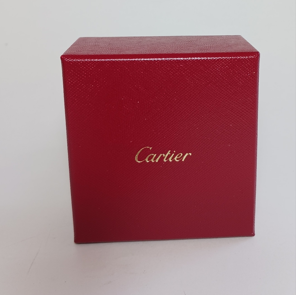 Cartier Empty Box maroon with gold script writing 3.25 x 3.5 x 2.5 inches